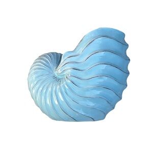 Ceramic Blue Nautilus Shell Art Piece